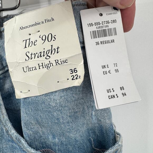 Abercrombie & Fitch Jeans Womens 22 Criss Cross 90's Straight High Rise NEW - Picture 6 of 13